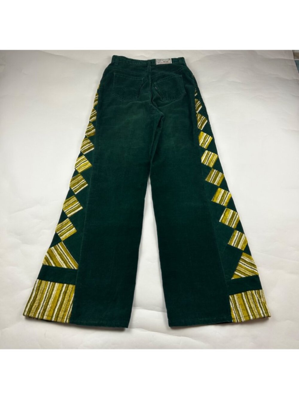CUSTOM Levi's Forest Green Corduroy Altered High Rise Wide Leg Trouser Pant - Picture 4 of 8